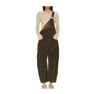 Tuta casual da donna con tasche con bottone laterale in velluto a coste staccabili - Product Image 4