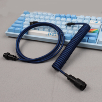 Câble USB Type-C enroulé sur mesure pour clavier mécanique de jeu avec gaine en nylon, design aviateur métallique détachable, charge rapide 3A