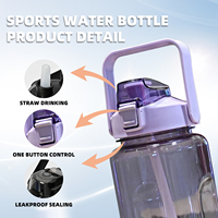 Bouteilles d'eau en plastique transparent personnalisées YEKEA en gros, sans BPA, avec paille, pour la gym et le sport