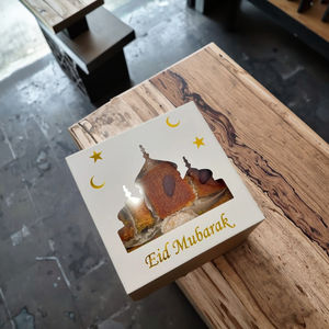 Boda Blanco Degradable Cupcake China Slice Plegable 10 Pulgadas Cajas de pastel transparente - Product Image 1