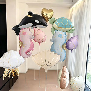 Nouveaux Ballons en Aluminium Thème Sirène Animaux Marins, Forme Coquillage Mat et Baleine, Ballons Hélium Mylar pour Fournitures de Fête d'<span class=keywords><strong>Anniversaire</strong></span> - Product Image 2