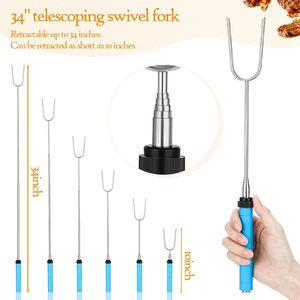 L-03 yongli 10 cái que nướng kẹo dẻo 34 inch ống lồng xoay xiên thép không gỉ Hot Dog Camp Fork cam - Product Image 2