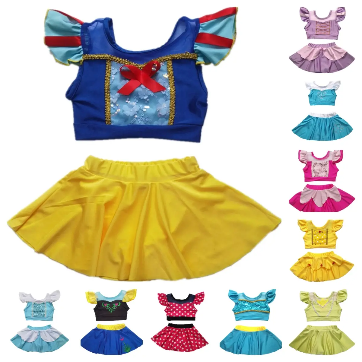 Logo all'ingrosso costume da bagno personalizzato principessa costume intero ritagliato per bambini costume da bagno, Elsa Anna per bambine Bikini per bambini costumi da bagno 2024