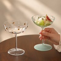 Flûtes à cocktail et coupes en verre soufflé à la main personnalisées en gros, verres à vin rouge à pois pour mariage