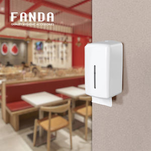 Distributeur de mouchoirs en papier commercial mural FANDA, design moderne et écologique, en plastique blanc, 2 packs, design carré pour bureau - Product Image 2