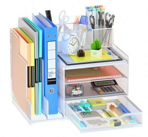 Metal Mesh 4-Tier Paper Letter Tray Desk Storage and Accessories Office Desktop Organizer File Trays - Product Image 4
