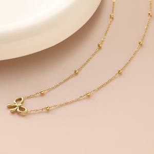 18k सोने की प्लेटेड स्टेनलेस स्टील तितली धनुष पेलेंट चोकर महिलाओं के लिए सुंदर ब्रेसलेट हार गहने उपहार - Product Image 3