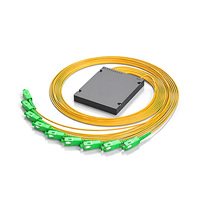 Splitter Serat Optik Kaset 1x8 SC APC ABS PLC SM Single Mode Pasif Optic Coupler Connector FTTH di Panel Patch ODF FTTX