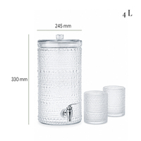 Distributeur de boissons classique 4L en verre avec robinet, idéal pour l'eau froide et les liquides – Vente en gros
