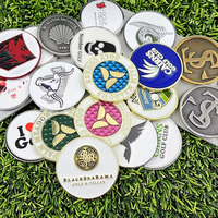 Marqueur de balle de golf personnalisé en gros avec logo en relief, 25 mm, rond, en fer, émail dur, souvenir de tournoi de golf