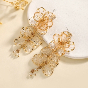 Les nouvelles boucles d'oreilles Tassel Flower sont à la mode et haut de gamme, avec une niche et un style en résine exagéré pour les femmes N800323 - Product Image 3