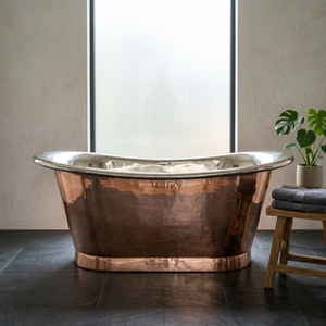 Baignoire autoportante moderne en métal, ovale, finition nickel poli, pour bain à la turque, fabriquée à la main, pour salle de bain domestique, style indien - Product Image 1