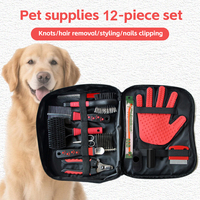 Kit professionnel de toilettage pour animaux de compagnie 12 en 1 pour chiens et chats: ensemble complet avec brosse lisse, coupe-ongles et brosse pour animaux de compagnie à poils longs