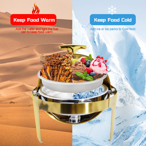 DaoSheng Luxury Golden Display Calentadores de comida con ventana para restaurante Chafing Dish Buffet Set Estufa de buffet de acero inoxidable - Product Image 5