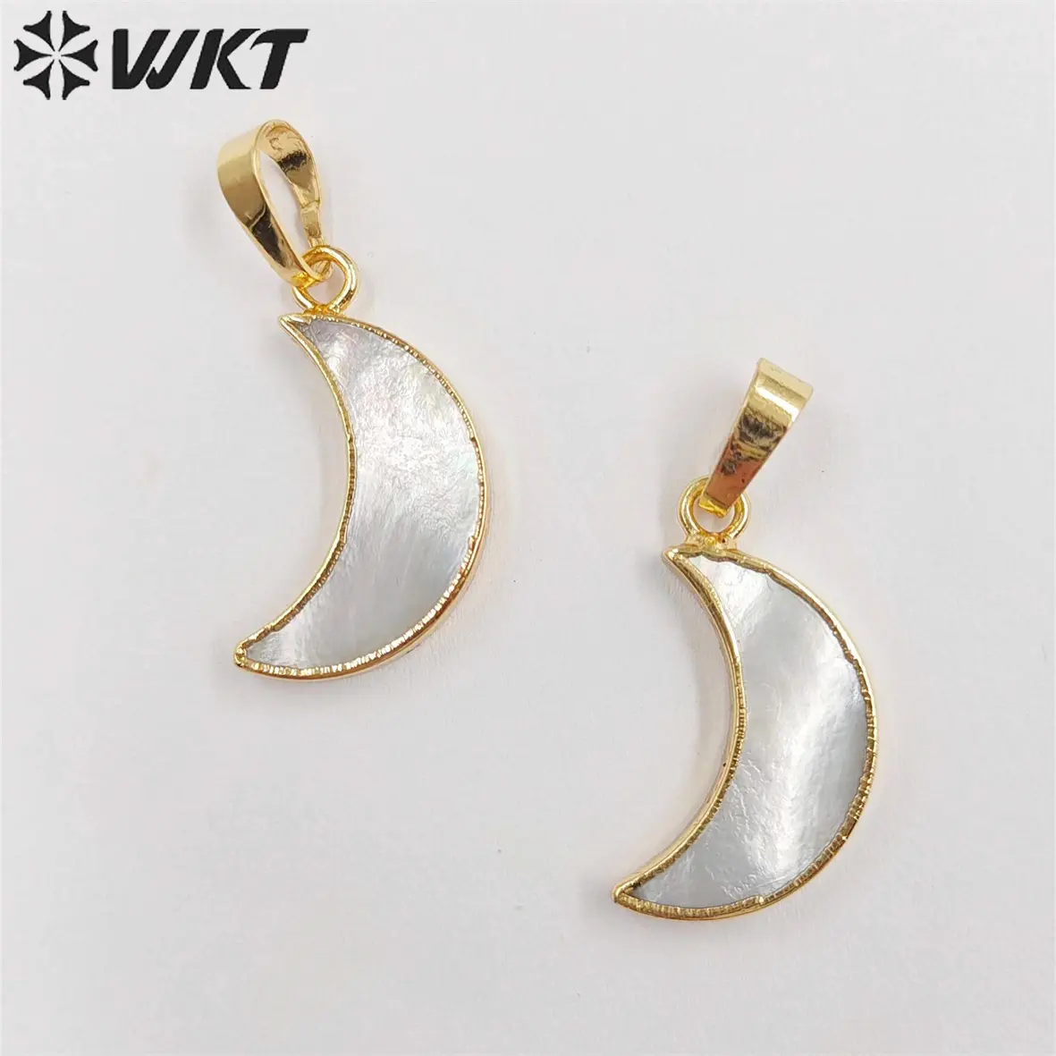 WT-P1253 WKT New Fashion Unique Design Popular Jewelry Moon Shape Real Gold Plated Elegant Shell Pendant