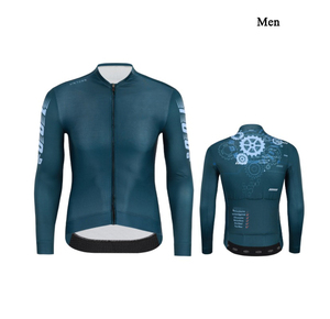 Full Zip Long Sleeve Cycling Jersey Mechanical Print Quick Dry Breathable MTB <b>Road</b> Bike Riding Top for Men Women Outdoor Riding - Product Image 3