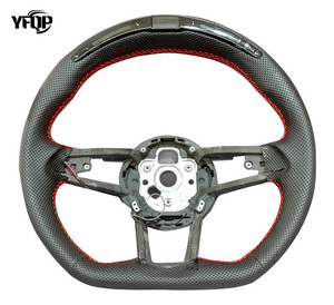 Volante de Fibra de Carbono Forjado Negro, Personalizado para Autos Audi A4 A5 <span class=keywords><strong>S3</strong></span> 45 RS3 RS4 RS5 B9 - Product Image 2