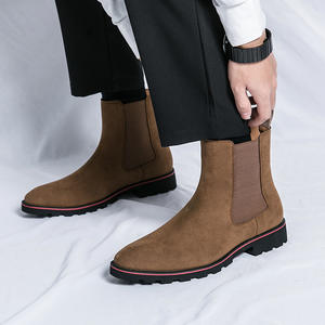 Bottes Chelsea mi-mollet décontractées pour <span class=keywords><strong>homme</strong></span>, taille 46, en <span class=keywords><strong>daim</strong></span>, avec semelle extérieure en caoutchouc antidérapante et fermeture éclair latérale - Product Image 1
