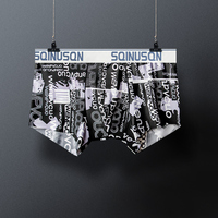 Nouveau caleçon respirant pour homme caleçon taille moyenne en soie glacée imprimée avec slip taille moyenne grande taille XL