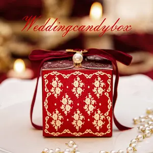 European style gilded glittering lace wedding candy empty box