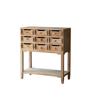 Retro Solid Wood Cabinet With Glass Doors And <b>Drawers</b> For Living Room Storage - Product Image 5