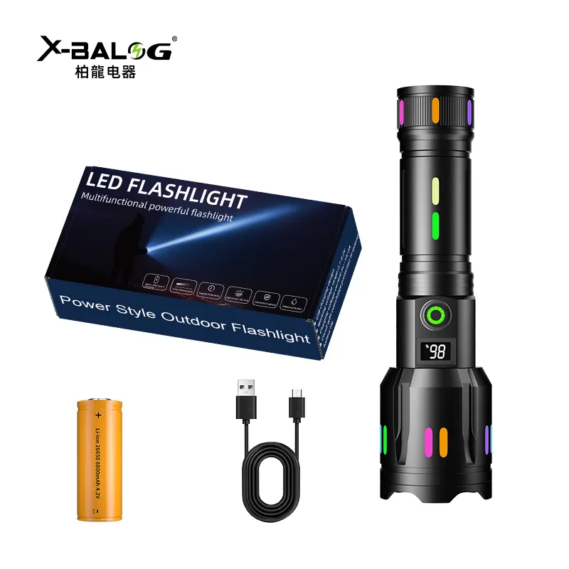 High powered laser flashlight led flashlight 5 modes rechargeable usb torch