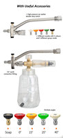 Canon à mousse transparent PA 1L réglable en laiton pour nettoyeur haute pression – Idéal pour le detailing automobile