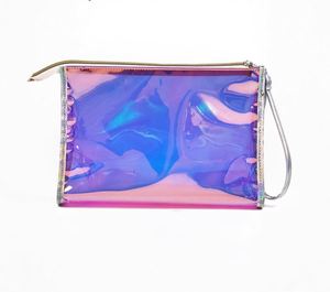 Iridescent Holographic PVC Storage Bags for Women <b>Makeup</b> Pencil Brush Organizer Cosmetic Toiletry Pouch with Laser Laser Design - Product Image 2