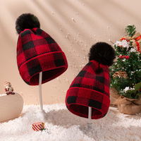 Gorro de Punto Grueso para Mamá e Hija/Hijo, Gorro de Esquí Cálido de Punto, Gorro de Punto con Estampado de Cuadros de Búfalo para Mamá e Hija