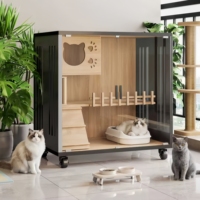 Villa pour chat en bois massif multicouche, grande, avec structure d'escalade et niche intégrée, style luxe léger - Gris moderne, direct usine