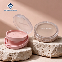 Boîte de poudre compacte ronde à double couche, couleur personnalisée, emballage cosmétique vide pour maquillage