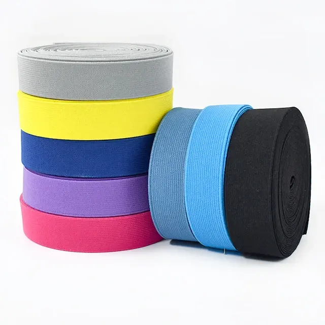 Bobine élastique en tricot de 20 à 50mm de large Bande élastique à haute élasticité en polyester/nylon