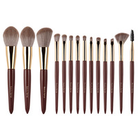 Ensemble de pinceaux de maquillage de luxe, esthétique, 14 pièces, série pivoine, poils synthétiques, manche en bois laqué, vente en gros, étiquette privée, logo personnalisé