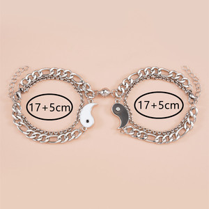 Go Party 2Pcs/Set Stainless Steel Jewelry Oil Drop <strong>Yin</strong> <strong>Yang</strong> Splicing Ball Magnetic Buckle Couple <strong>Bracelet</strong> Link Chains <strong>Bracelets</strong> - Product Image 4