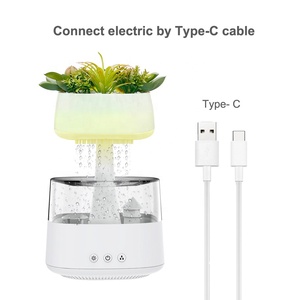 Diffuseur d'huiles essentielles <span class=keywords><strong>de</strong></span> plantes vertes personnalisé, humidificateur nuage <span class=keywords><strong>de</strong></span> <span class=keywords><strong>pluie</strong></span>, <span class=keywords><strong>bruit</strong></span> blanc, lampe portable à 7 couleurs, humidificateur - Product Image 5