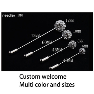 ヒジャブ用ロングニードル、ボールヘッドスカーフスタイリングニードルピン、カラフルな丸型クリスタルストレート安全ピン - Product Image 2