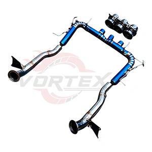 Échappement de course Vortex Titanium Blue pour Ferrari 458 Italia 4.5L avec courbes coupées à la roulette et embouts en maille perforée triple - Product Image 3