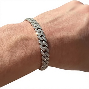 <b>Silver</b> Rhodium Plated Freshwater Moissanite Tennis <b>Bracelet</b> Iced Link Bangle Emerald Cut Bezel Set Luxury Unisex Party Jewelry - Product Image 3