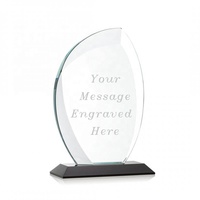 Trophée en cristal bleu personnalisé en gros pour compétition, plaque en verre vierge pour souvenir
