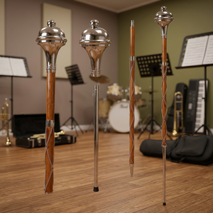 หัวไม้ตีกลอง GREENLAND PIPE CO รุ่น Drum Major Mace แบบหัวกลม เคลือบโครเมียมเรียบ ทำจากไม้มาลาคาและโลหะ อุปกรณ์ดนตรีสำหรับวงโยธวาทิต - Product Image 3