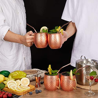 Tasses à Moscow Mule en cuivre, Tasse en cuivre 201 en acier inoxydable, Tasse à bière en gros du Maroc, Tasse à café russe personnalisée en cuivre avec poignée