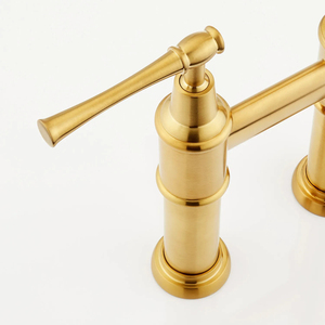 Grifo de Cocina de Latón con <span class=keywords><strong>3</strong></span> Orificios, Acabado Dorado Cepillado, con Rociador Extraíble de Doble Función, Proveedor de Tailandia - Product Image 3