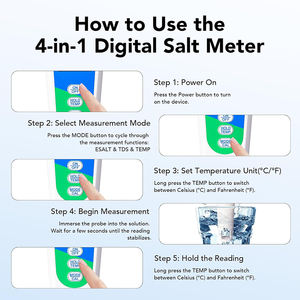<span class=keywords><strong>Testeur</strong></span> de salinité 4 en 1, étanche IP67, <span class=keywords><strong>pH</strong></span>-mètre, TDS, EC, détecteur de température de l'eau pour piscine, <span class=keywords><strong>spa</strong></span>, jacuzzi, aquarium - Product Image 5