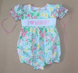 Vestido Floral para Niña Pequeña, con Bordado de 'I Love Mommy', Manga Corta, con Volantes, Vestido Casual de Verano - Product Image 2