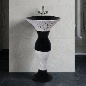 Lavabo en céramique en forme de dauphin sur piétement complet pour salle de bain de villa ou d'hôtel moderne, facile à nettoyer, résistant à l'eau - Product Image 4
