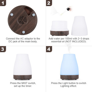 Difusor de aromaterapia eléctrico de grano de madera, humidificador de Aroma de 300ML, aceite esencial, 7 Led de Color, con control remoto - Product Image 4