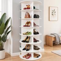 Zapatero de Madera Inteligente, Duradero y Ecológico, Giratorio 360 Grados, de Altura Completa, con Espejo y Puerta, Mueble Moderno para el Hogar y el Pasillo