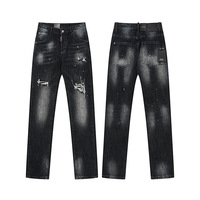 Jeans en denim décontracté pour homme, coupe slim, taille mi-haute, déchiré et vieilli, avec patchs, style italien tendance, haute qualité, transfrontalier, DSQUARED