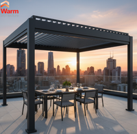Serre bioclimatique, pergola à lames en aluminium, abri de jardin pliable, peut être équipé de portes coulissantes en verre