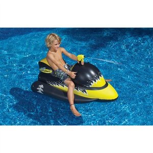 Promotion : Bouée gonflable Requin à chevaucher avec pistolet à eau, noir et jaune, jouet de piscine pour enfants et adultes, plage, lac - Product Image 5